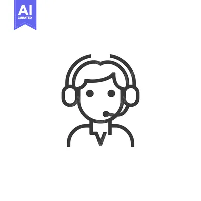 Aset premium populer: Line art illustration of a person wearing a headset
