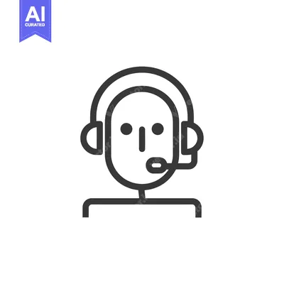 Premium design asset: Line art illustration of a person wearing a headset