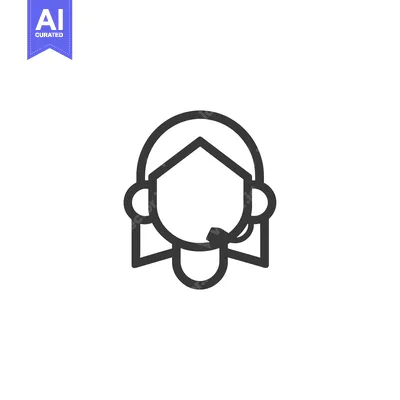 Aset desain premium: Line Art Illustration of a Person Wearing a Headset