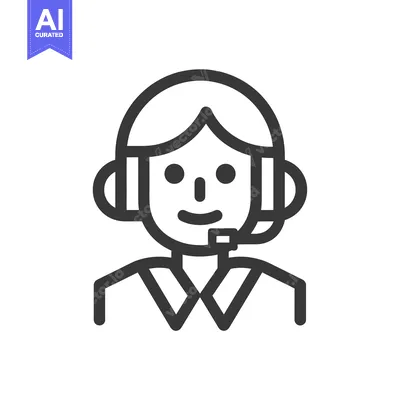 Line Art Illustration of a Person Wearing a Headset