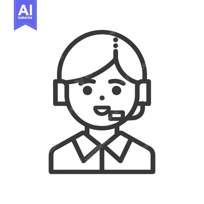 Line Art Illustration of a Person Wearing a Headset