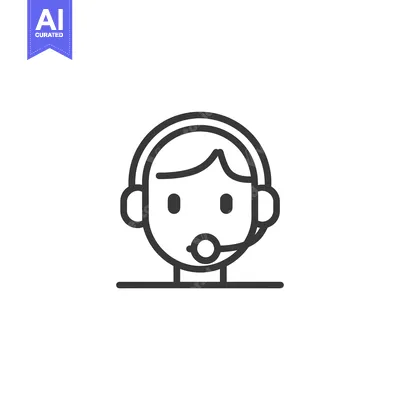 Premium design asset: Line Art Illustration of a Person Wearing a Headset