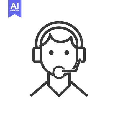 Aset desain premium: Line art illustration of a person wearing a headset with a microphone