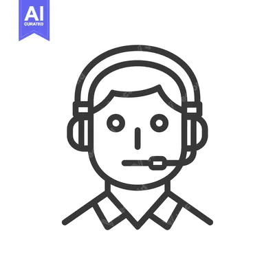 Premium design asset: Line art illustration of a person wearing a headset with a microphone