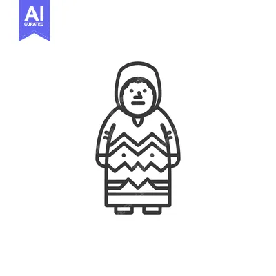 Premium design asset: Line Art Illustration of a Person Wearing a Hooded Garment with Geomet