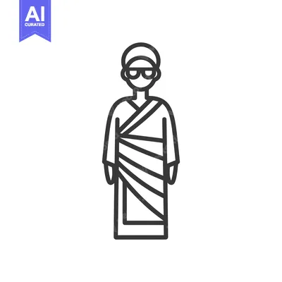 Aset desain premium: Line Art Illustration of a Person Wearing a Long Robe and Sunglasses