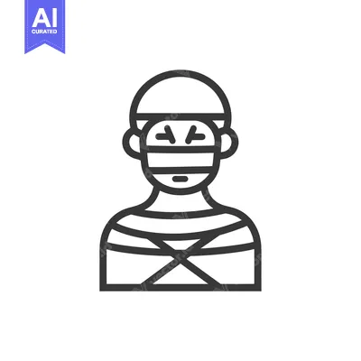 Aset desain premium: Line art illustration of a person wearing a mask