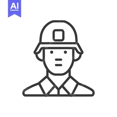 Aset premium populer: Line Art Illustration of a Person Wearing a Military Helmet