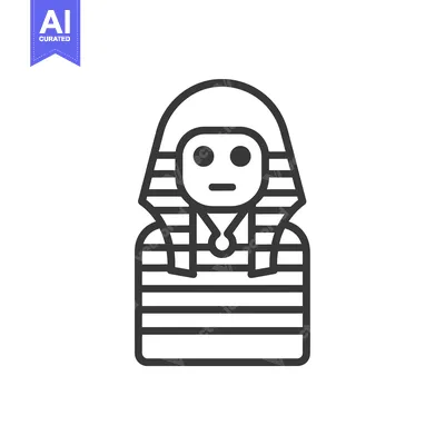 Aset desain premium: Line Art Illustration of a Person Wearing an Egyptian Pharaoh's Headpi