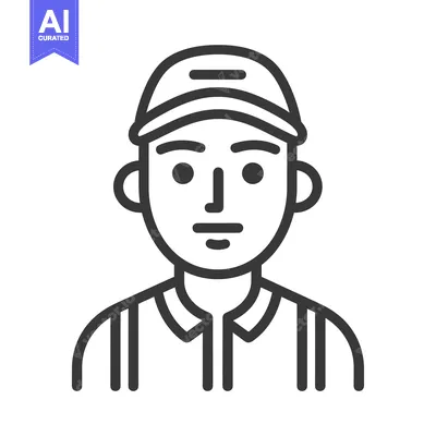 Popular premium asset: Line Art Illustration of a Person Wearing a Striped Shirt and Cap
