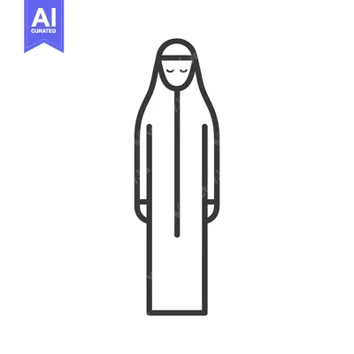 Aset premium populer: Line Art Illustration of a Person Wearing a Traditional Abaya