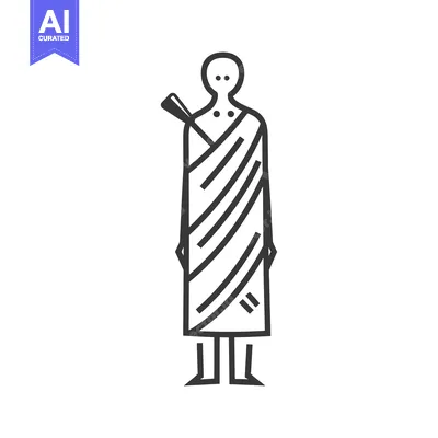 Aset premium populer: Line art illustration of a person wearing a traditional African garmen