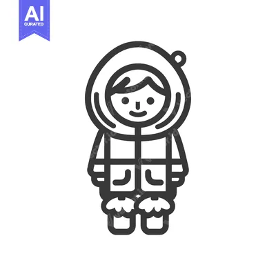 Aset desain premium: Line Art Illustration of a Person Wearing a Winter Outfit
