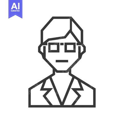Aset desain premium: Line Art Illustration of a Person Wearing Glasses