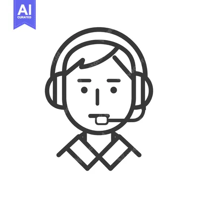 Premium design asset: Line Art Illustration of a Person Wearing Headphones and a Microphone