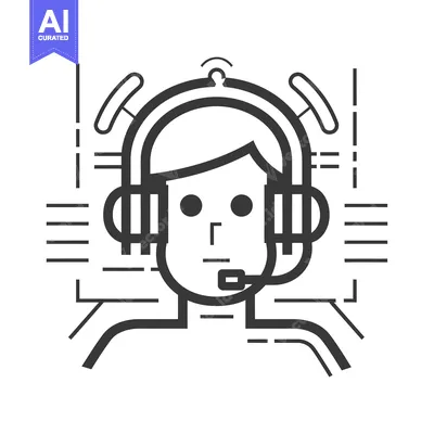 Aset desain premium: Line Art Illustration of a Person Wearing Headphones and a Microphone