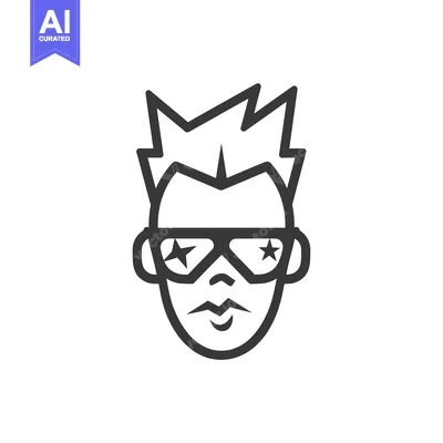 Premium design asset: Line Art Illustration of a Person Wearing Sunglasses with Stars