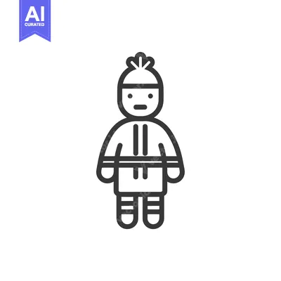 Premium design asset: Line Art Illustration of a Person Wearing Traditional Clothing