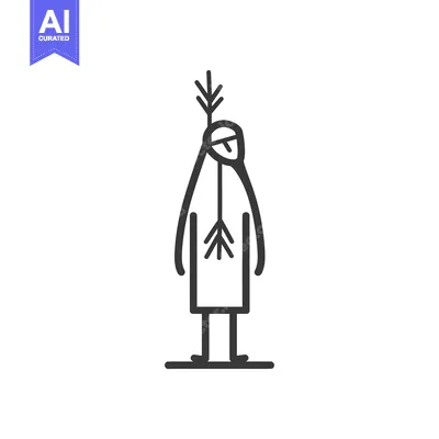 Premium design asset: Line Art Illustration of a Person with a Branch on their Head
