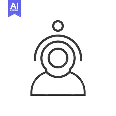 Aset desain premium: Line art illustration of a person with a circle above their head
