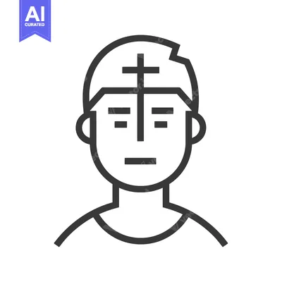 Aset premium populer: Line art illustration of a person with a cross on their forehead