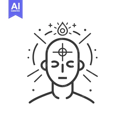 Premium design asset: Line Art Illustration of a Person with a Cross on Their Forehead and a