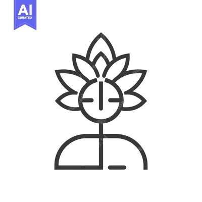 Aset desain premium: Line art illustration of a person with a flower head