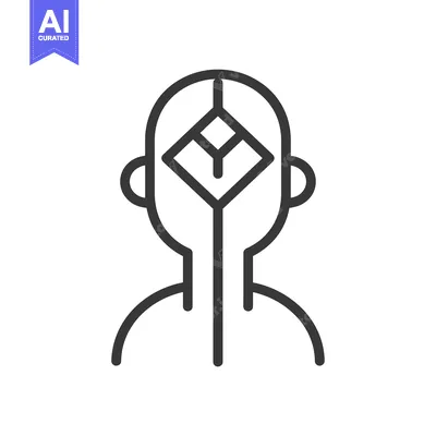 Aset desain premium: Line Art Illustration of a Person with a Geometric Shape Inside Their