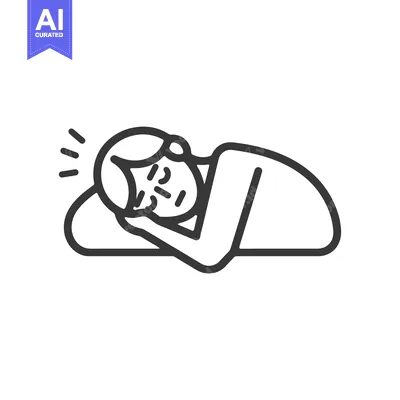 Line Art Illustration of a Person with a Headache Lying Down