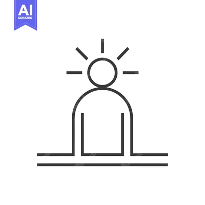 Aset premium populer: Line Art Illustration of a Person with a Lightbulb Above Their Head