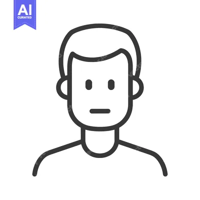 Premium design asset: Line Art Illustration of a Person with a Neutral Expression