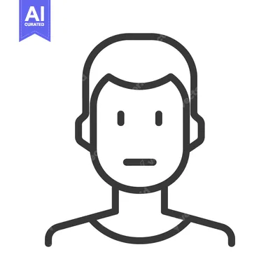 Premium design asset: Line Art Illustration of a Person with a Neutral Facial Expression