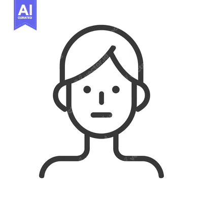 Premium design asset: Line Art Illustration of a Person with a Neutral Facial Expression