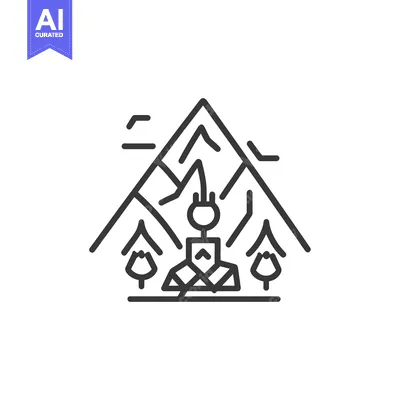 Premium design asset: Line Art Illustration of a Person with a Plug Head Standing in a Mount