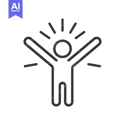 Popular premium asset: Line art illustration of a person with arms raised in celebration