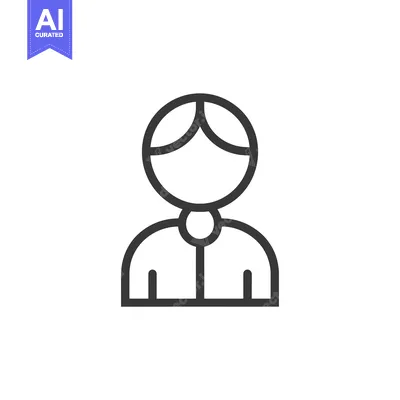 Aset desain premium: Line Art Illustration of a Person with a Rounded Head and Short Hair