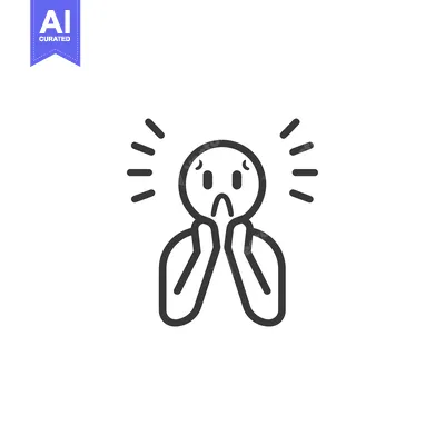 Aset premium populer: Line art illustration of a person with a shocked expression