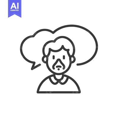 Popular premium asset: Line Art Illustration of a Person with a Speech Bubble