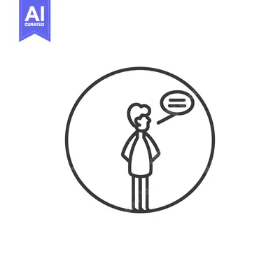 Aset desain premium: Line art illustration of a person with a speech bubble