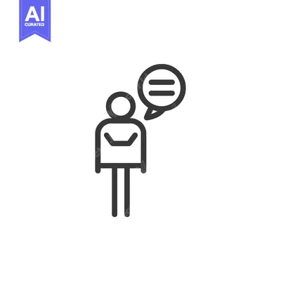 Line Art Illustration of a Person with a Speech Bubble