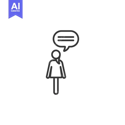 Aset desain premium: Line art illustration of a person with a speech bubble