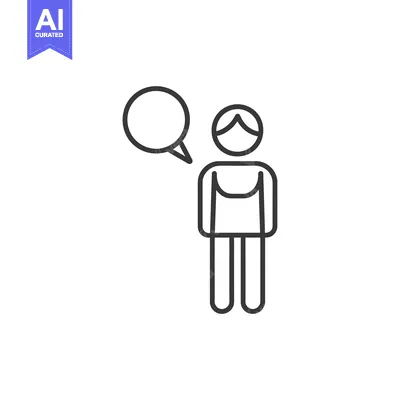 Aset premium populer: Line Art Illustration of a Person with a Speech Bubble