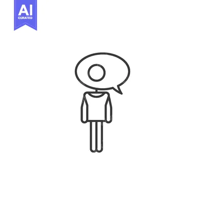 Aset premium populer: Line Art Illustration of a Person with a Speech Bubble