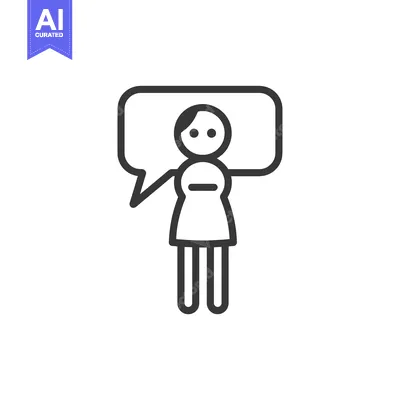 Line Art Illustration of a Person with a Speech Bubble