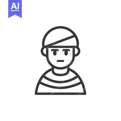 Popular premium asset: Line Art Illustration of a Person with a Striped Shirt and a Hat