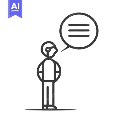 Premium design asset: Line Art Illustration of a Person with a Thought Bubble