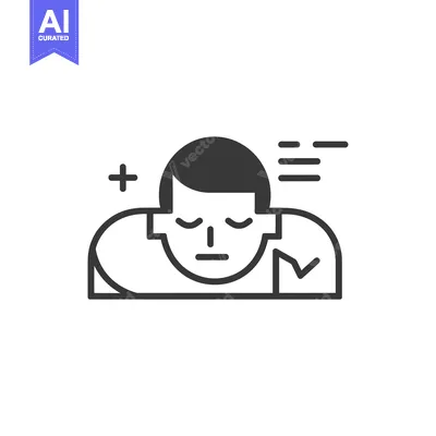 Aset desain premium: Line Art Illustration of a Person with Closed Eyes