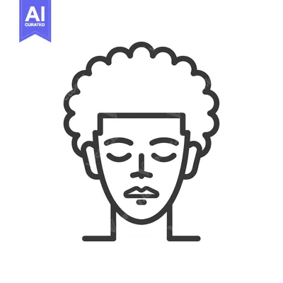 Premium design asset: Line art illustration of a person with closed eyes and curly hair