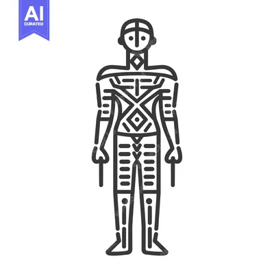 Aset premium populer: Line Art Illustration of a Person with Geometric Body Patterns