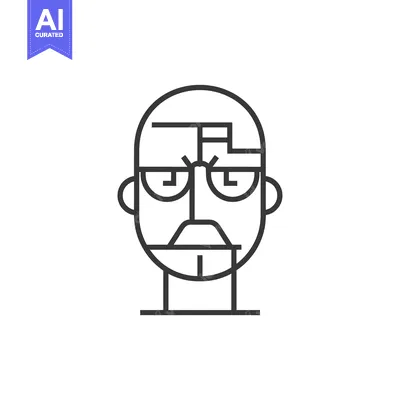 Aset premium populer: Line Art Illustration of a Person with Glasses and a Mustache